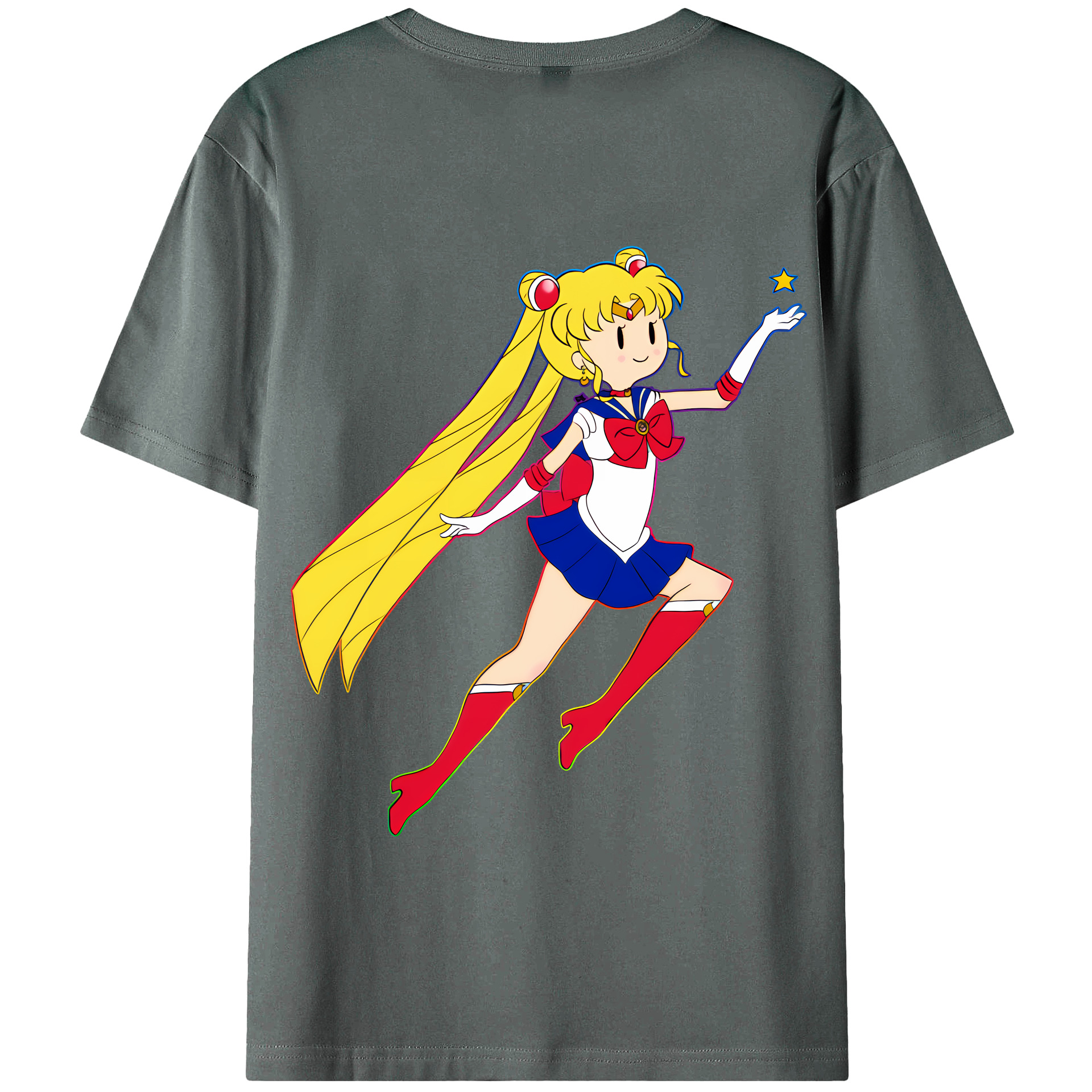 （画像用） 美少女戦士セーラームーン 月野 うさぎ つきの うさぎ Sailor Moon Tsukino Usagi 綿100％半袖Tシャツ（背面プリント）